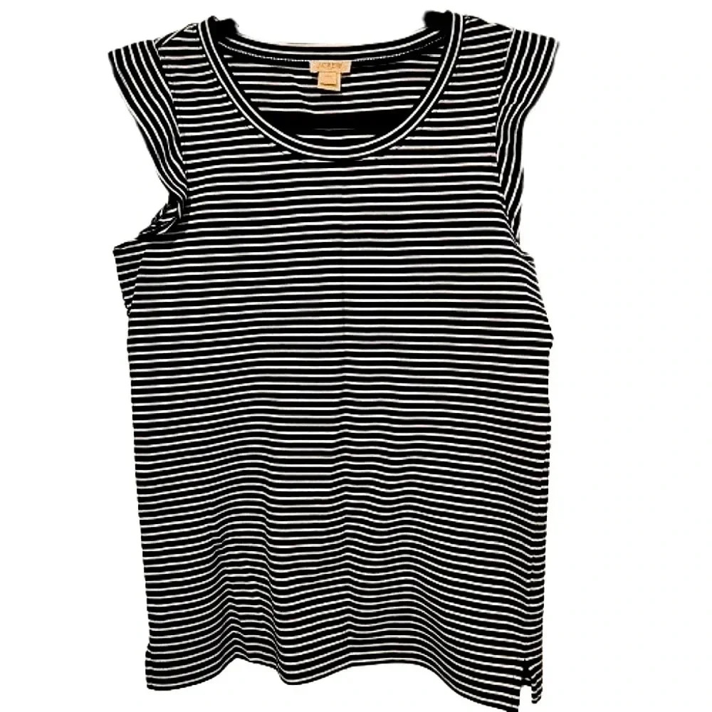 J. Crew navy and white striped sleeveless scoop neck top Size XXS